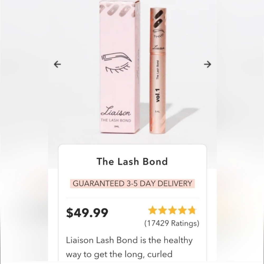 BNIB Liaison Lash Bond Eyelash Growth Serum Paraben/Alcohol/Sulfate Free